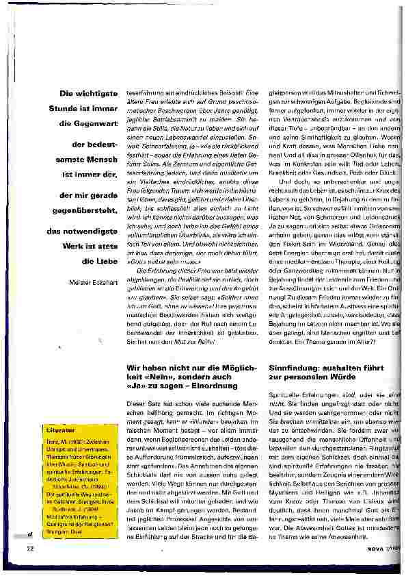 Vorschauseite 3: Spiritualität und Sinnfindung Musiktherapie in der palliativen Pflege in der Onkologie