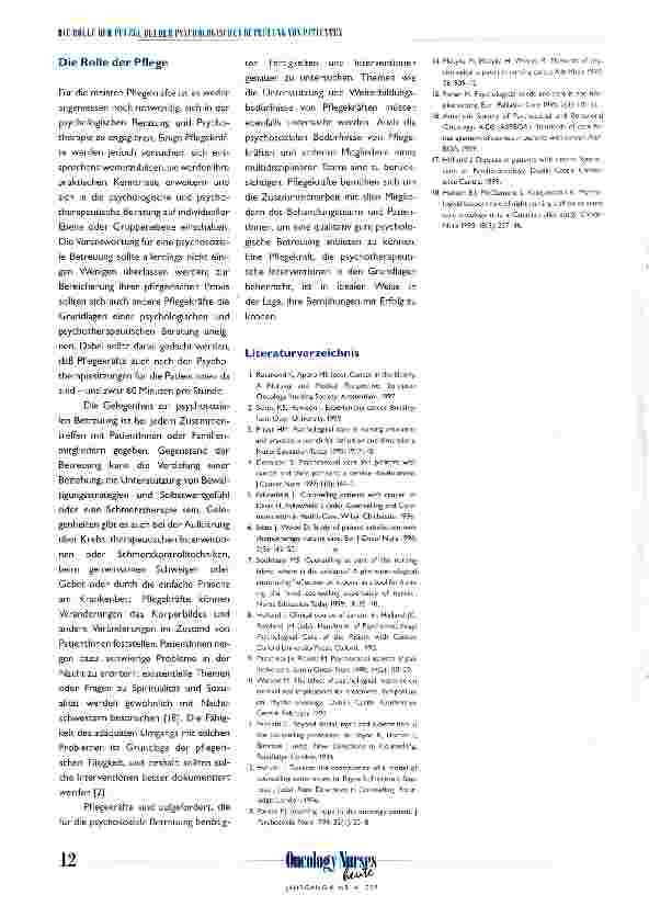Vorschauseite 3: Die Rolle der Pflege bei der psychologischen Betreuung von PatientInnen Mit Kommentaren aus Dänemark, Griechenland, Italien und Großbritannien