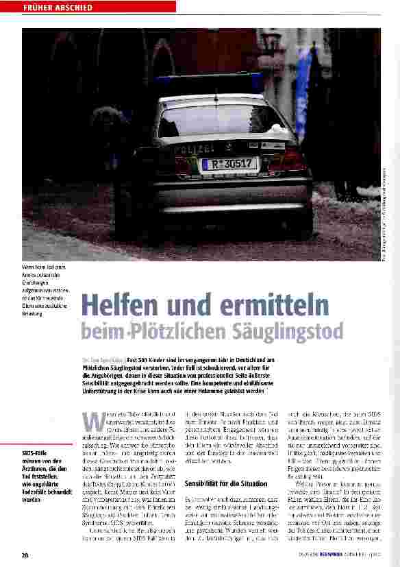 Vorschauseite 1: FRÜHER ABSCHIEDHelfen und ermitteln beim ^Plötzlichen Säuglingstod
