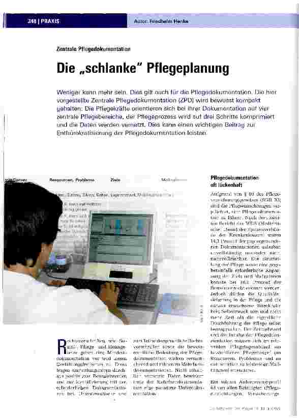 Vorschauseite 1: Die „schlanke Pflegeplanung
