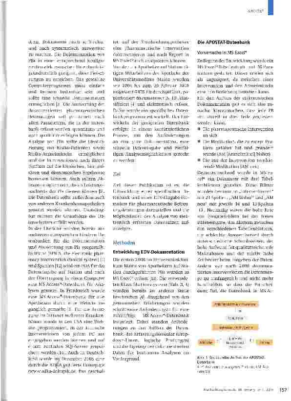 Vorschauseite 2: APOSTAT - eine elektronische Datenbank zur Dokumentation und Analyse der pharmazeutischen Betreuung