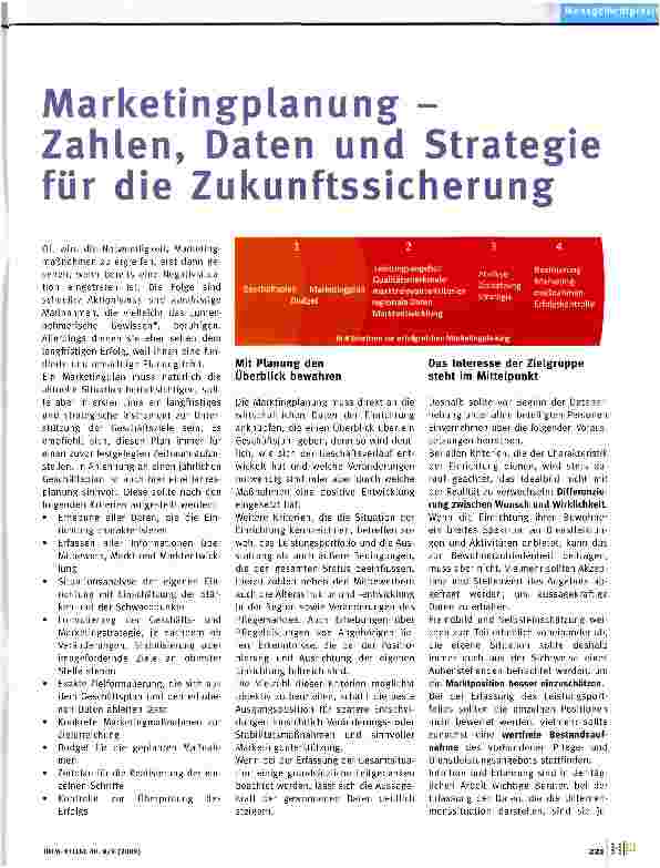 Vorschauseite 1: Marketingplanung -Zahlen, Daten und Strategie für die Zukunftssicherung