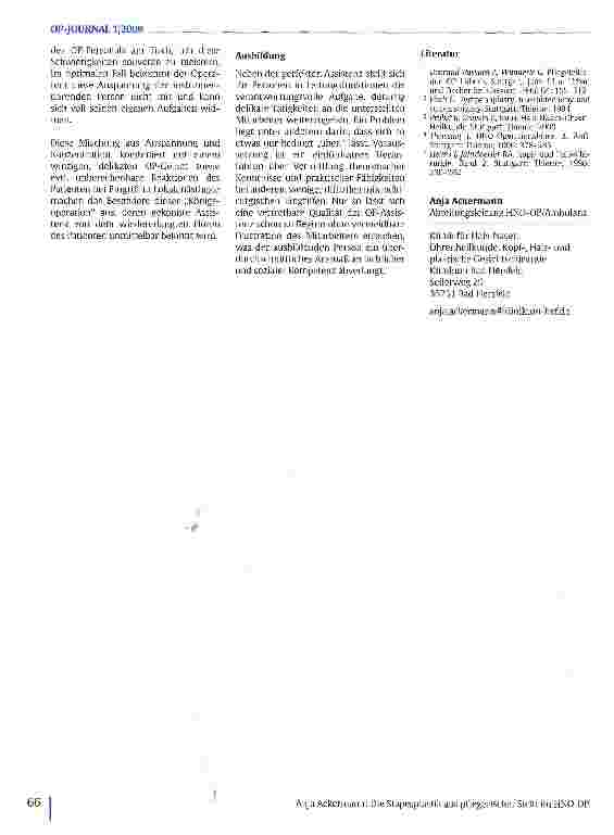 Vorschauseite 3: Die Stapesplastik aus pflegerischer Sicht im HNO-OP
