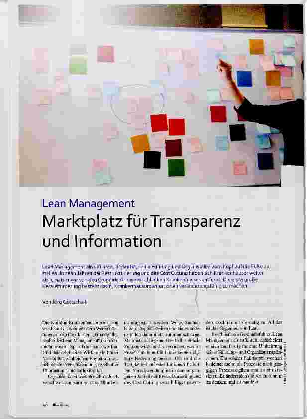 Vorschauseite 1: Marktplatz für Transparenz und Information