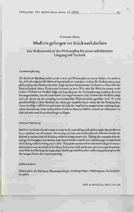 Vorschauseite 1: Medizin gefangen im Stückwerkdenken