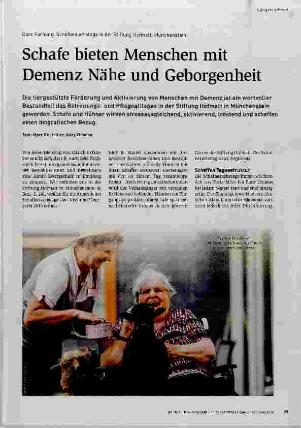 Vorschauseite 1: Schafe bieten Menschen mit Demenz Nähe und Geborgenheit