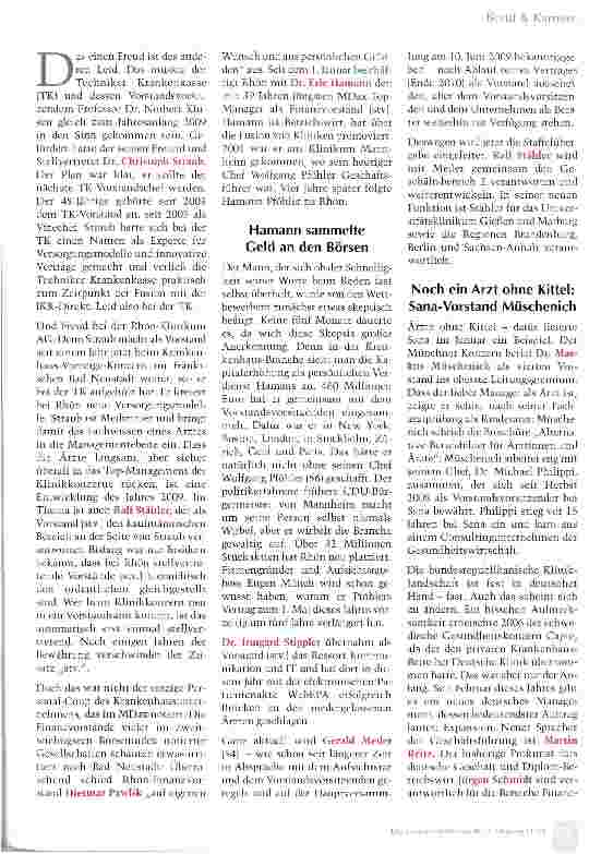 Vorschauseite 2: Personalkarussell 2009: Von hellen Köpfen und Ärzten ohne Kittel