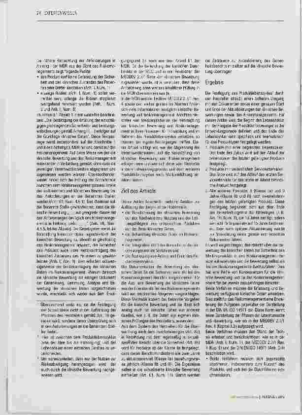Vorschauseite 2: Klinische Bewertung und Risikomanagement
