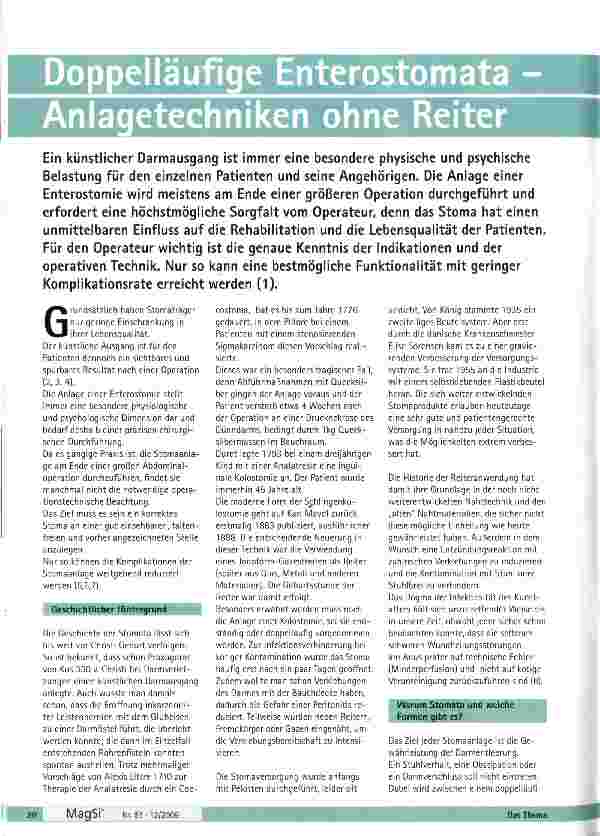 Vorschauseite 1: Doppelläufige Enterostomata - Anlagetechniken ohne Reiter