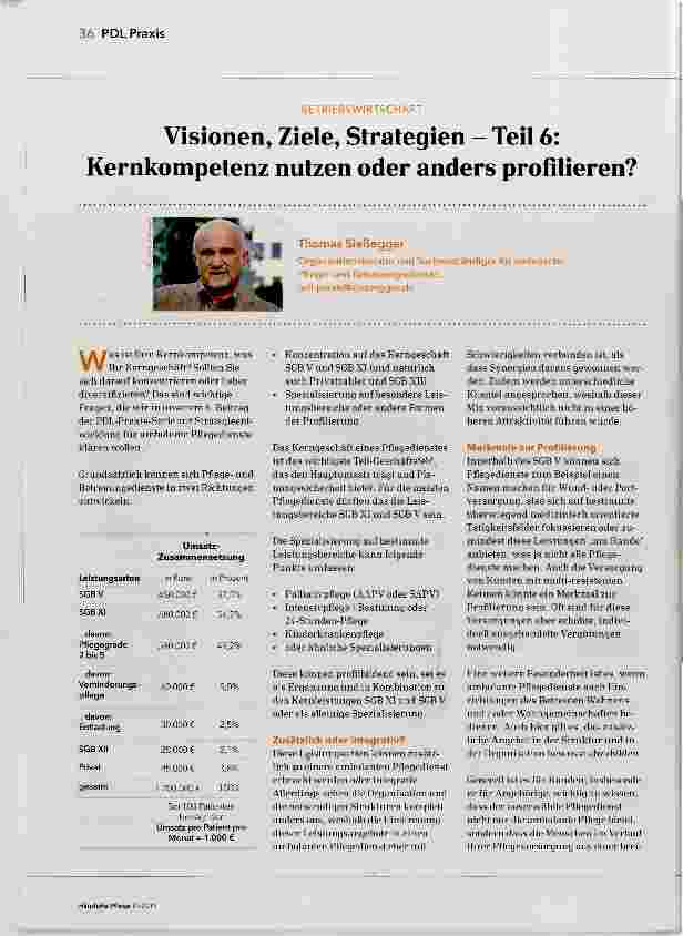 Vorschauseite 1: Visionen, Ziele, Strategien - Teil 6: Kernkompetenz nutzen oder anders profilieren?