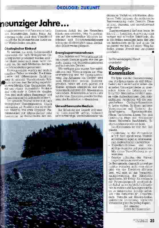 Vorschauseite 2: Ökologische Wunschvorstellungen für das Spital im Jahre 2010 Dank mutiger Entscheide der neunziger Jahre. ..