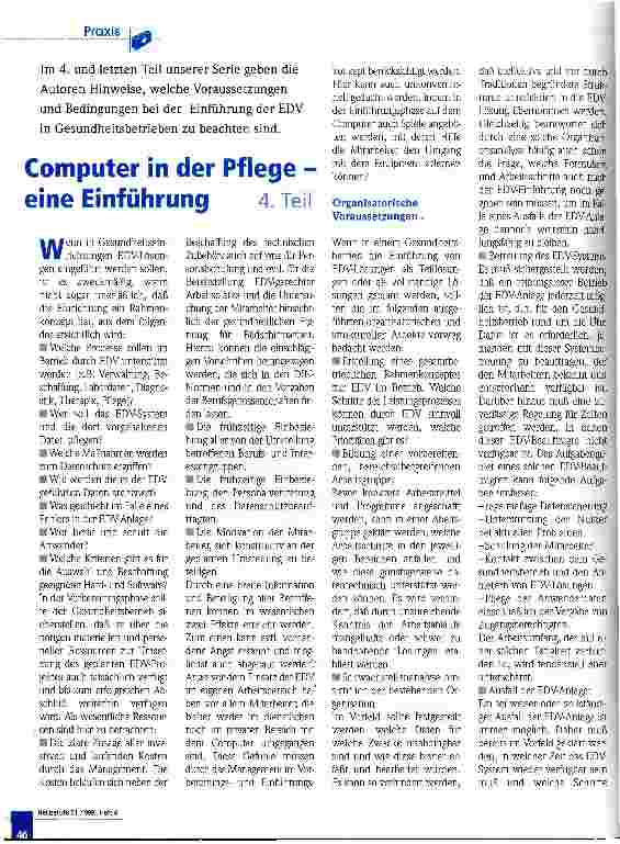 Vorschauseite 1: Computer in der Pflege - eine Einführung