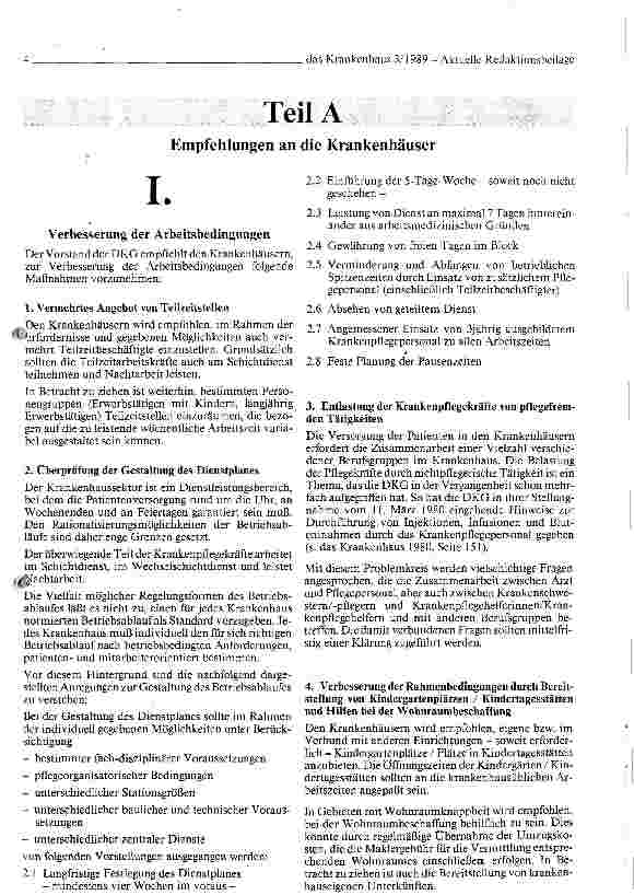 Vorschauseite 4: Arbeitsmarktlage und Maßnahmen zur Verbesserung der Personalsituation im Pflegedienst der Krankenhäuser // Feststellung u. Empfehlung d. DKG