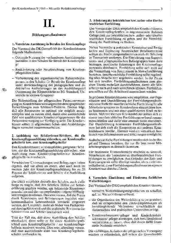 Vorschauseite 5: Arbeitsmarktlage und Maßnahmen zur Verbesserung der Personalsituation im Pflegedienst der Krankenhäuser // Feststellung u. Empfehlung d. DKG