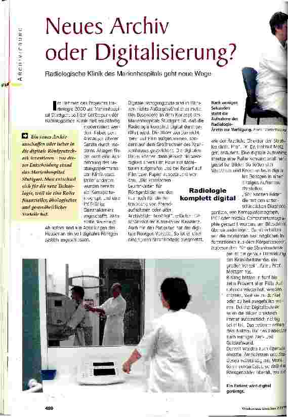 Vorschauseite 1: Neues Archiv oder Digitalisierung? Radiologische Klinik des Marienhospitals geht neu Wege