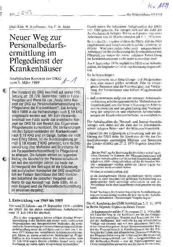 Vorschauseite 1: Neuer Weg zur Personalbedarfsermittlung im Pflegedienst der Krankenhäuser