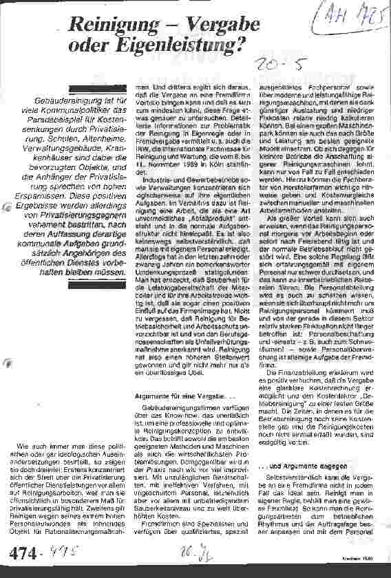 Vorschauseite 1: Reinigung - Vergabe oder Eigenleistung?