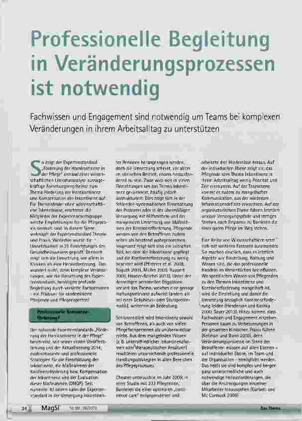 Vorschauseite 1: Professionelle Begleitung in Veränderungsprozessen ist notwendig