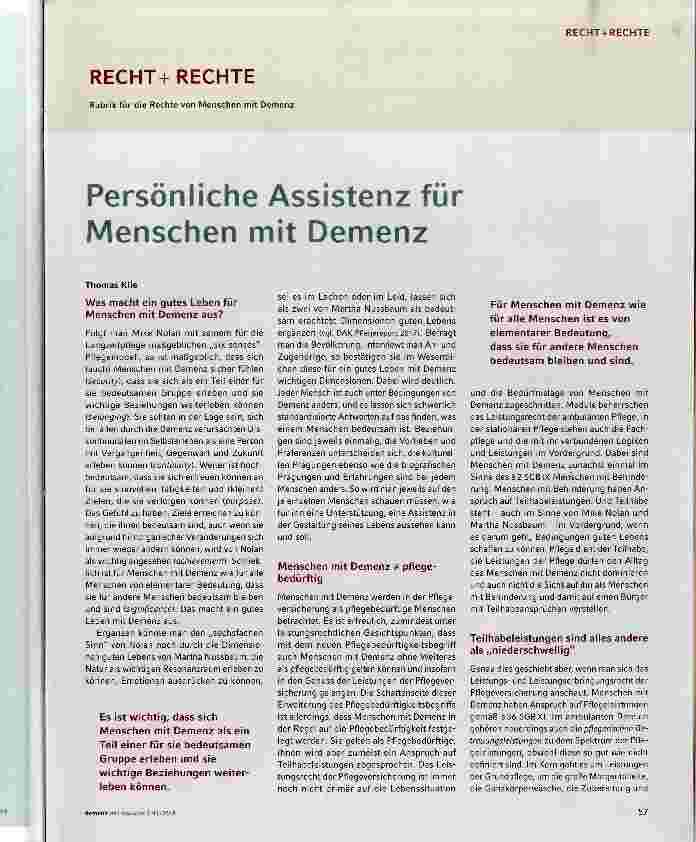 Vorschauseite 1: Persönliche Assistenz für Menschen mit Demenz