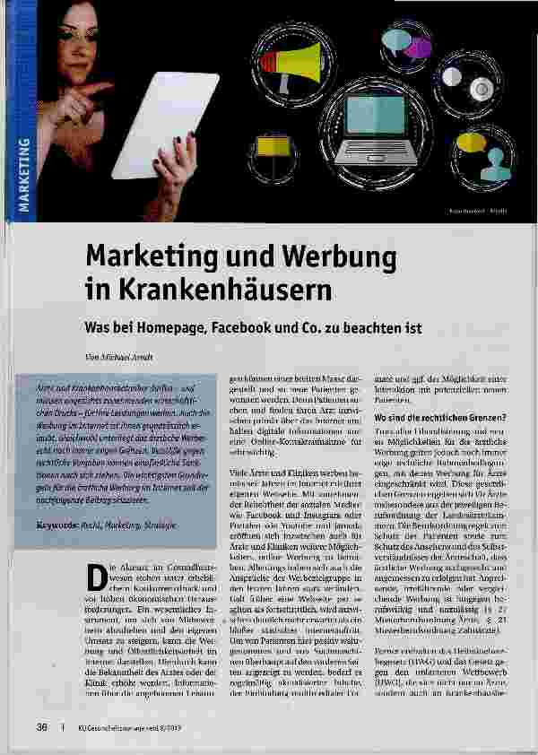 Vorschauseite 1: Marketing und Werbung in Krankenhäusern