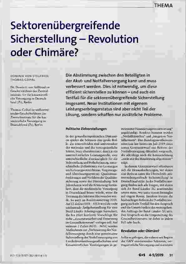 Vorschauseite 1: Sektorenübergreifende Sicherstellung Revolution oder Chimäre?