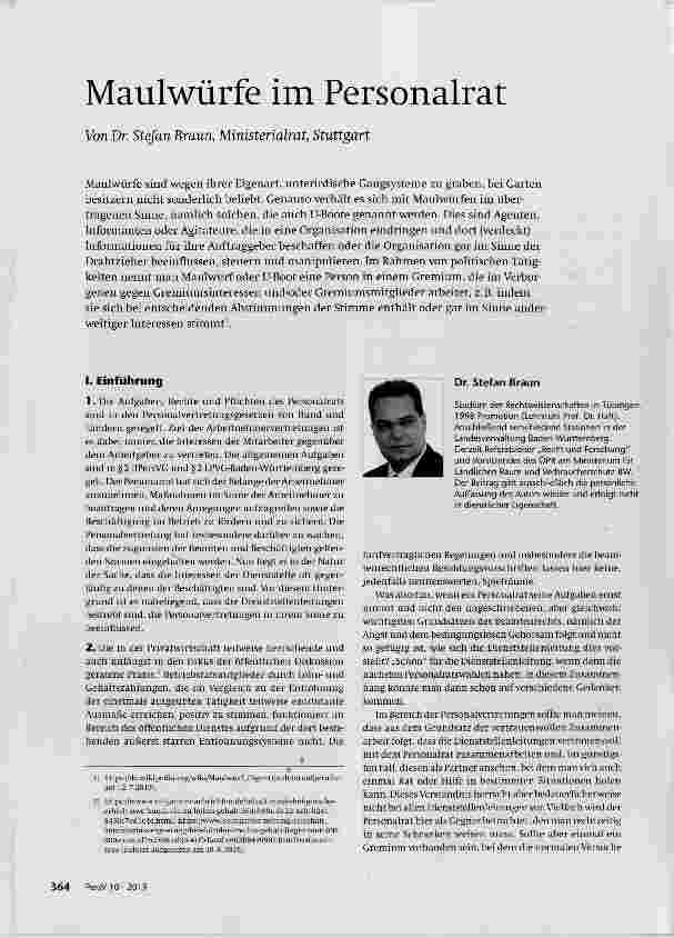 Vorschauseite 1: Maulwürfe im Personalrat