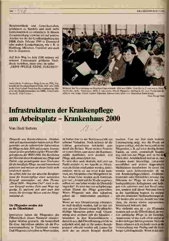 Vorschauseite 1: Infrastruktur der Krankenpflege am Arbeitsplatz Krankenhaus 2000