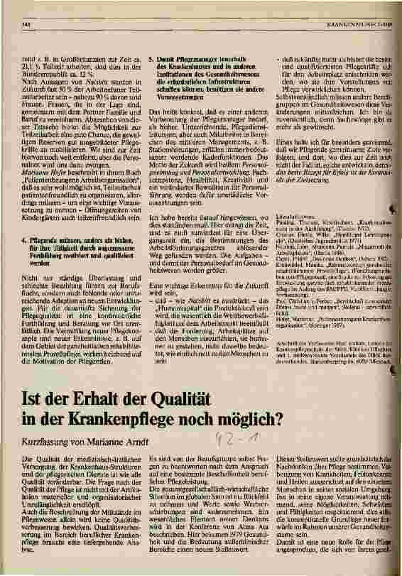 Vorschauseite 5: Infrastruktur der Krankenpflege am Arbeitsplatz Krankenhaus 2000