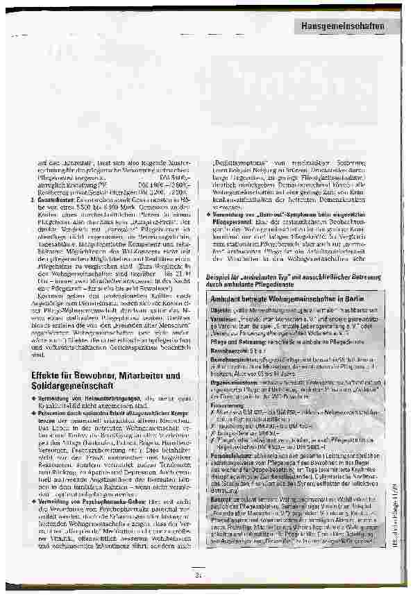Vorschauseite 6: Betreute Wohngemeinschaften Entwicklung und Perspektiven für Pflegebedürftige und Demente