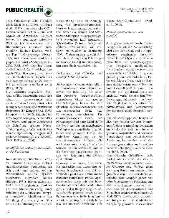 Vorschauseite 2: Die Bedeutung von Stadtgrün aus gesundheitswissenschaftlicher Sicht