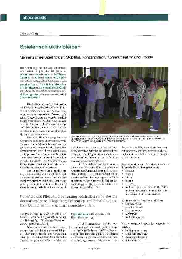 Vorschauseite 1: Spielerisch aktiv bleibenGemeinsames Spiel fördert Mobilität, Konzentration, Kommunikation und Freude