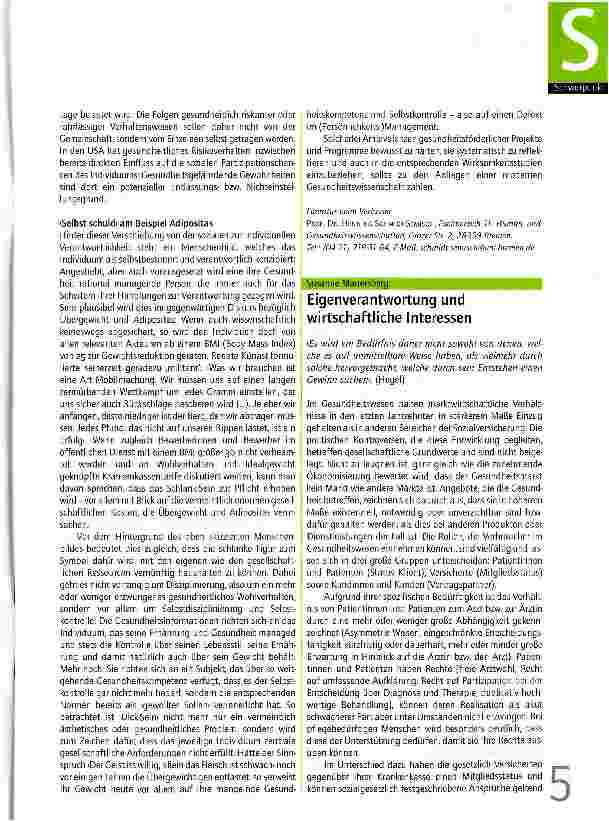 Vorschauseite 1: Eigenverantwortung und wirtschaftliche Interessen