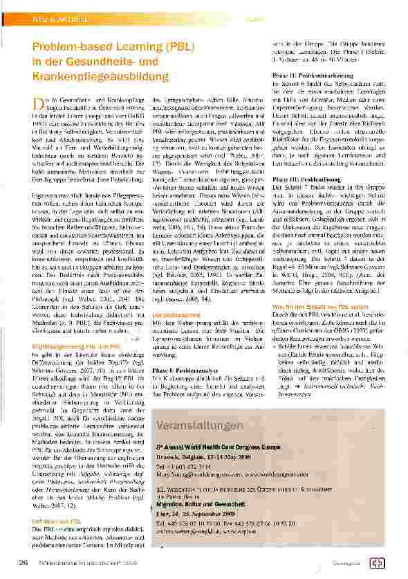 Vorschauseite 1: Problem-based Learning (PBL) in der Gesundheitsund Krankenpflegeausbildung