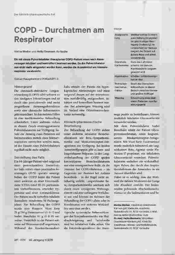 Vorschauseite 1: COPD - Durchatmen am Respirator