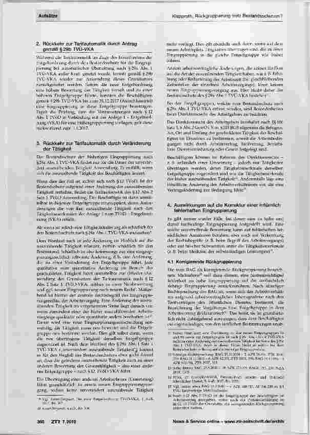 Vorschauseite 2: Rückgruppierung trotz Bestandsschutzes?