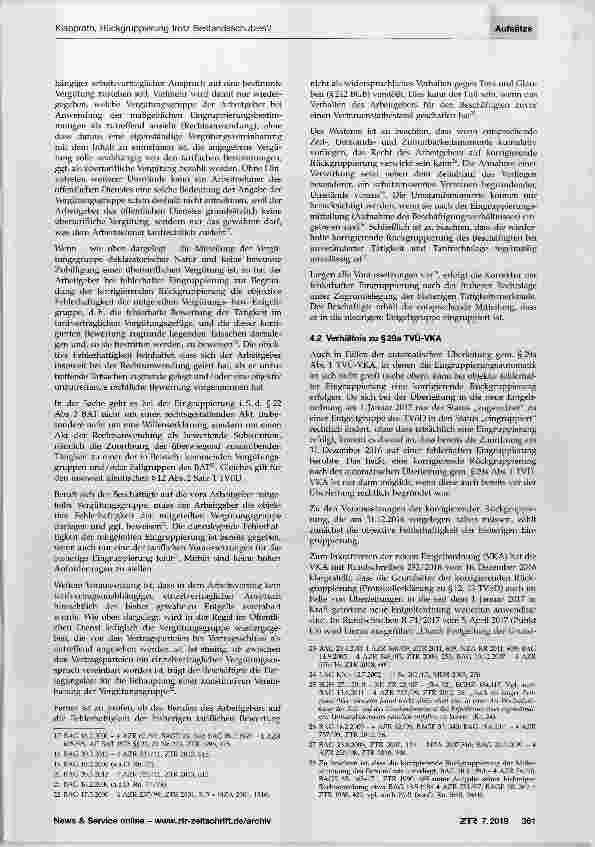 Vorschauseite 3: Rückgruppierung trotz Bestandsschutzes?