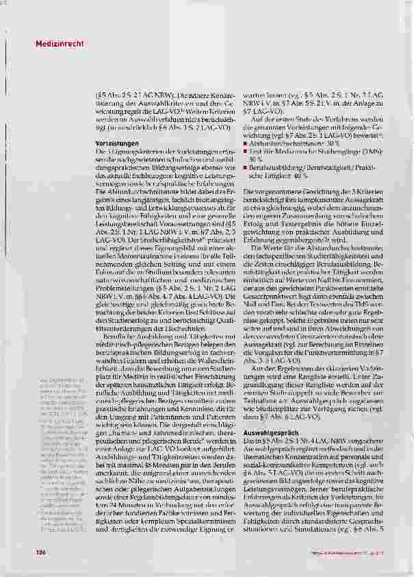 Vorschauseite 4: MedizinrechtDie Landarztquote in Nordrhein-Westfalen