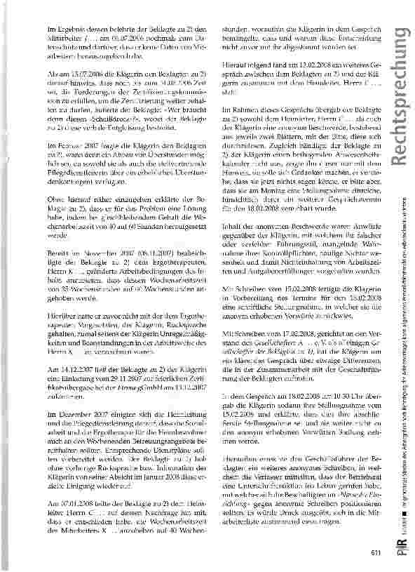 Vorschauseite 4: Zielgerichtetes Streben des Arbeitgebers nach Beendigung des Arbeitsvertrages kann allgemeines Persönlichkeitsrecht des Arbeitnehmers verletzen