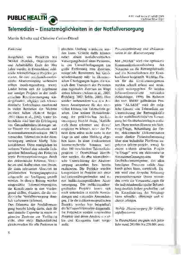 Vorschauseite 1: Telemeclizin - Einsatzmöglichkeiten in der Notfallversorgung