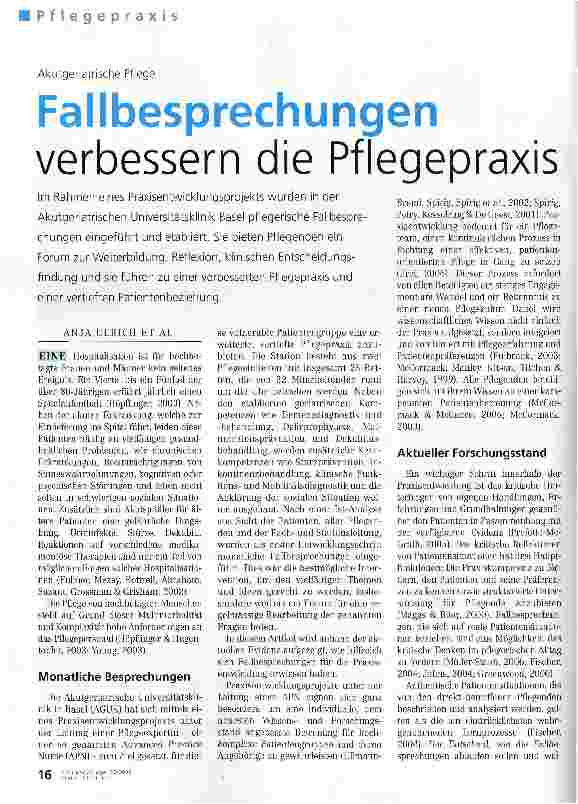 Vorschauseite 1: Fallbesprechungen verbessern die Pflegepraxis