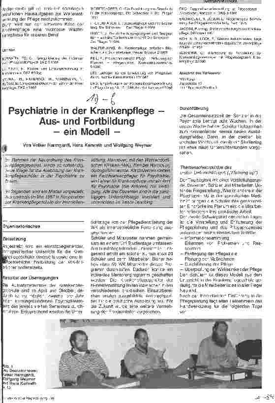 Vorschauseite 1: Psychiatrie in der Krankenpflege - Ausund Fortbildung - ein Modell -