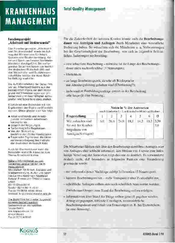 Vorschauseite 5: Die neue Krankenhausverwaltung Warum nicht mit der Personalabteilung anfangen?