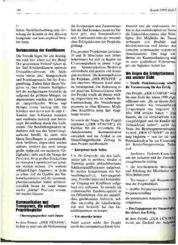 Vorschauseite 3: Einkaufen im Verbund Fünf Krankenhäuser gehen neue Wege im Management ihres gesamten Warenund Dienstleistungsspektrums