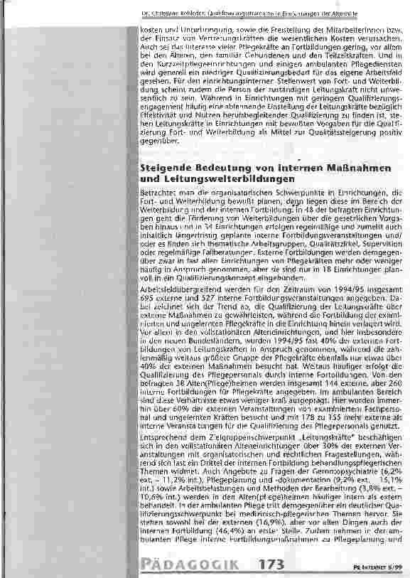 Vorschauseite 2: Qualifizierungsstrategien in Einrichtungen der Altenhilfe Ergbnisse einer Einrichtungsbefragung in den neuen und alten Bundesländern