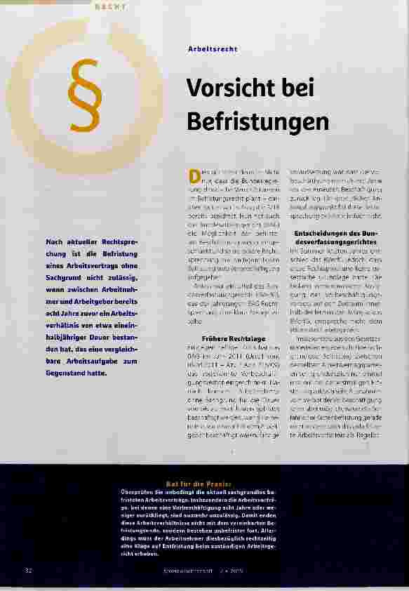 Vorschauseite 1: Vorsicht bei Befristungen