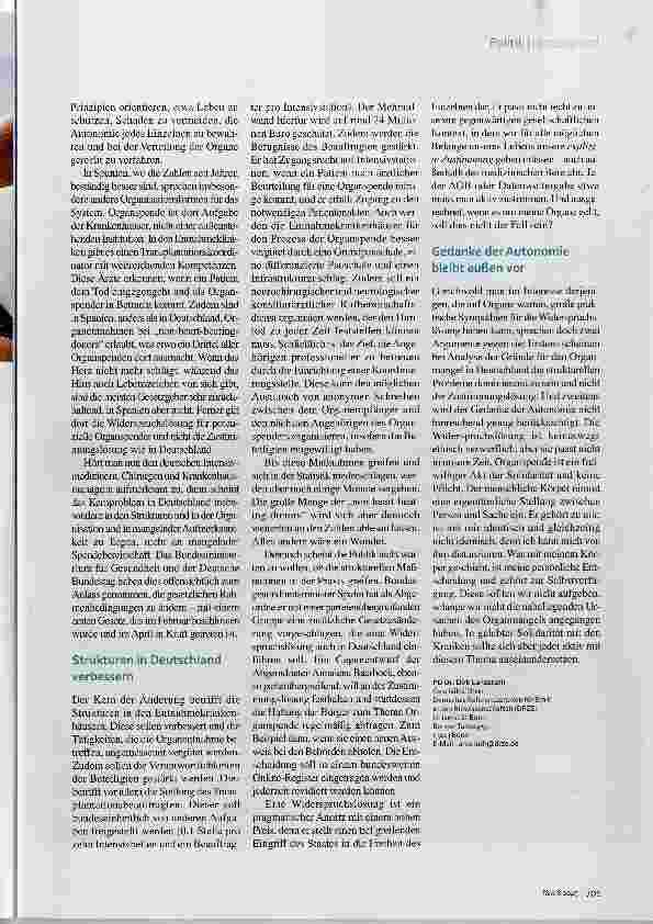 Vorschauseite 2: Ethik-Kommentar Ein freiwilliger Akt