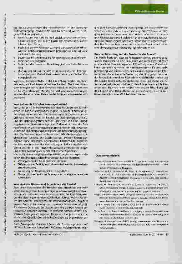 Vorschauseite 2: Ergotherapie bei komplexen Patienten: eine randomisiert kontrollierte Pilotstudie