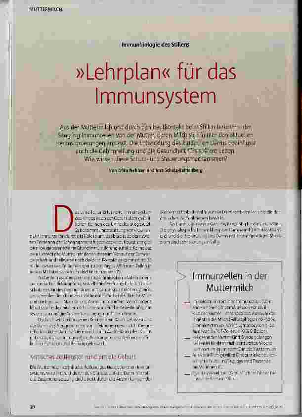 Vorschauseite 1: »Lehrplan« für das Immunsystem