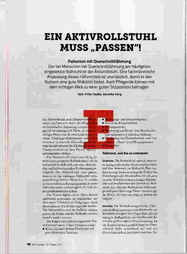Vorschauseite 1: EIN AKTIVROLLSTUHL MUSS „PASSEN!