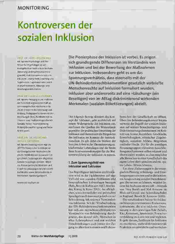 Vorschauseite 1: Kontroversen der sozialen Inklusion